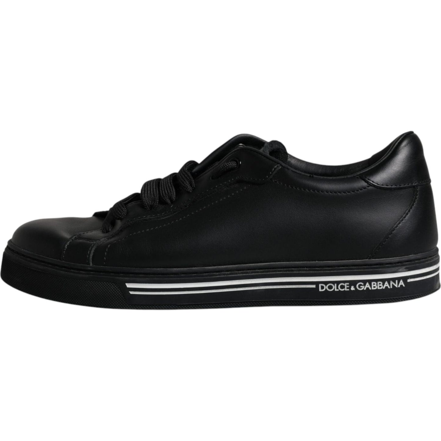 Dolce & Gabbana Black Leather Low Top Sneakers Shoes Dolce & Gabbana