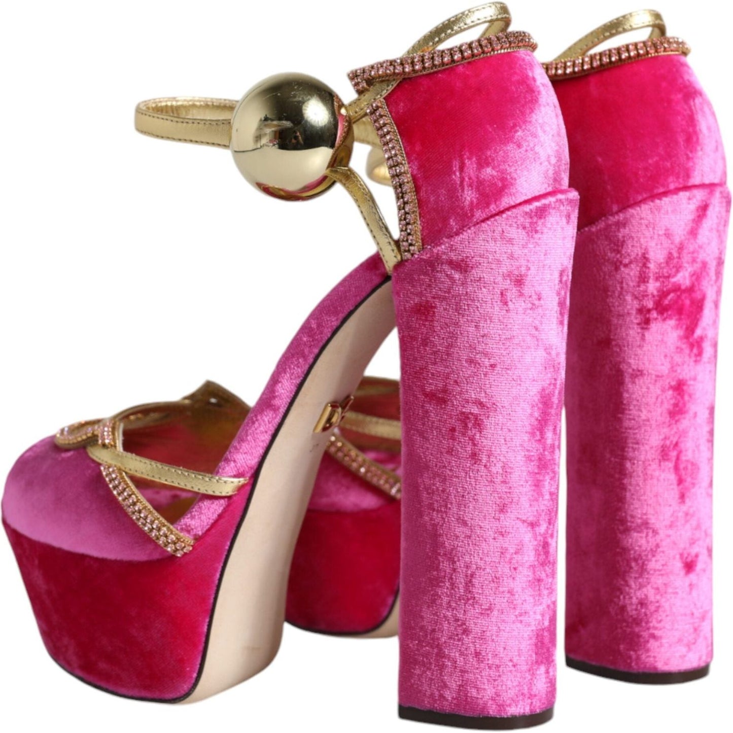 Dolce & Gabbana Pink Velvet Platform Ankle Strap Heel Sandals Shoes Dolce & Gabbana