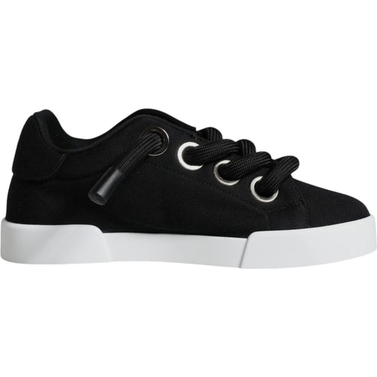 Dolce & Gabbana Black Portofino Low Top Sneakers Shoes Dolce & Gabbana