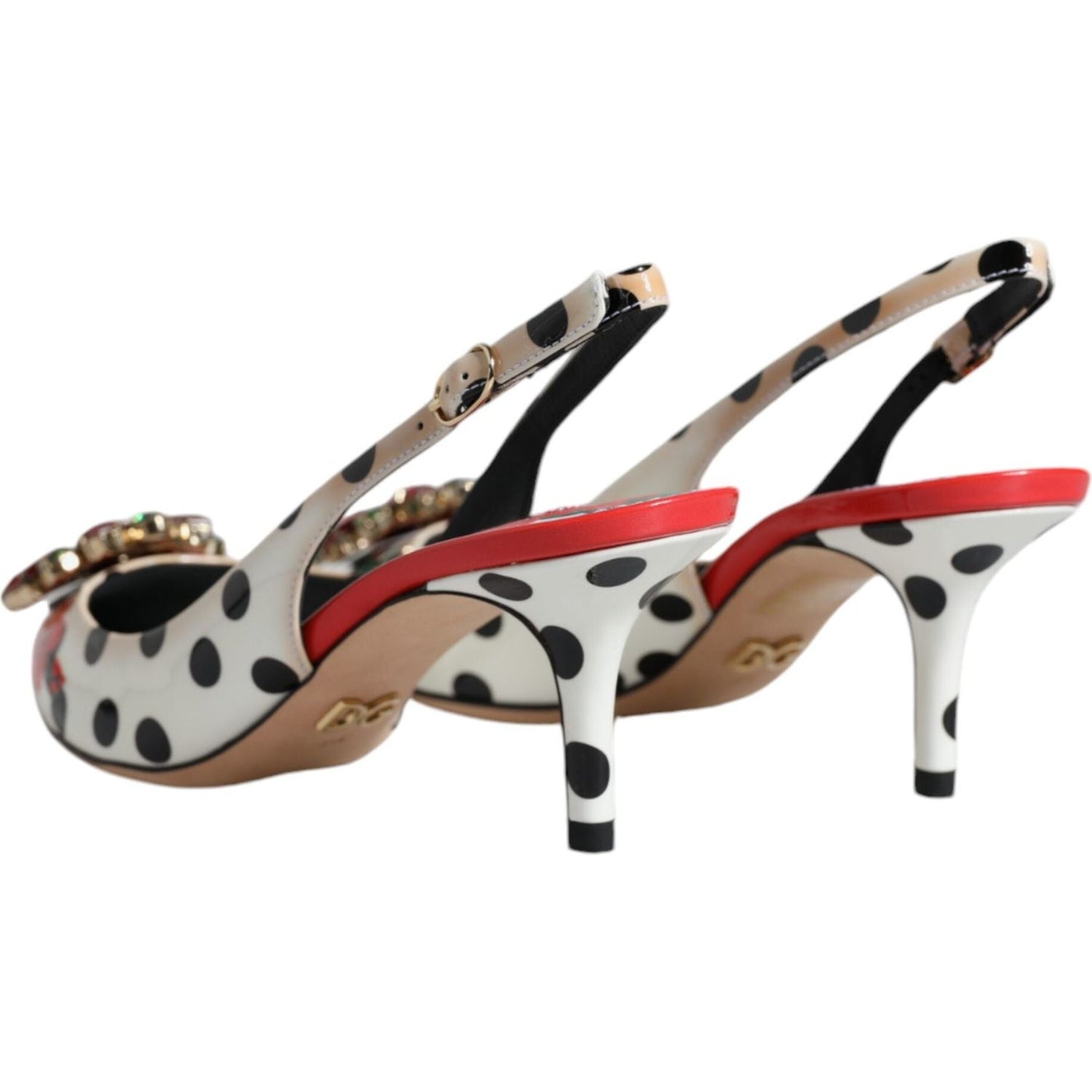 Dolce & Gabbana Multicolor Leather Crystal Heels Slingback Shoes Dolce & Gabbana