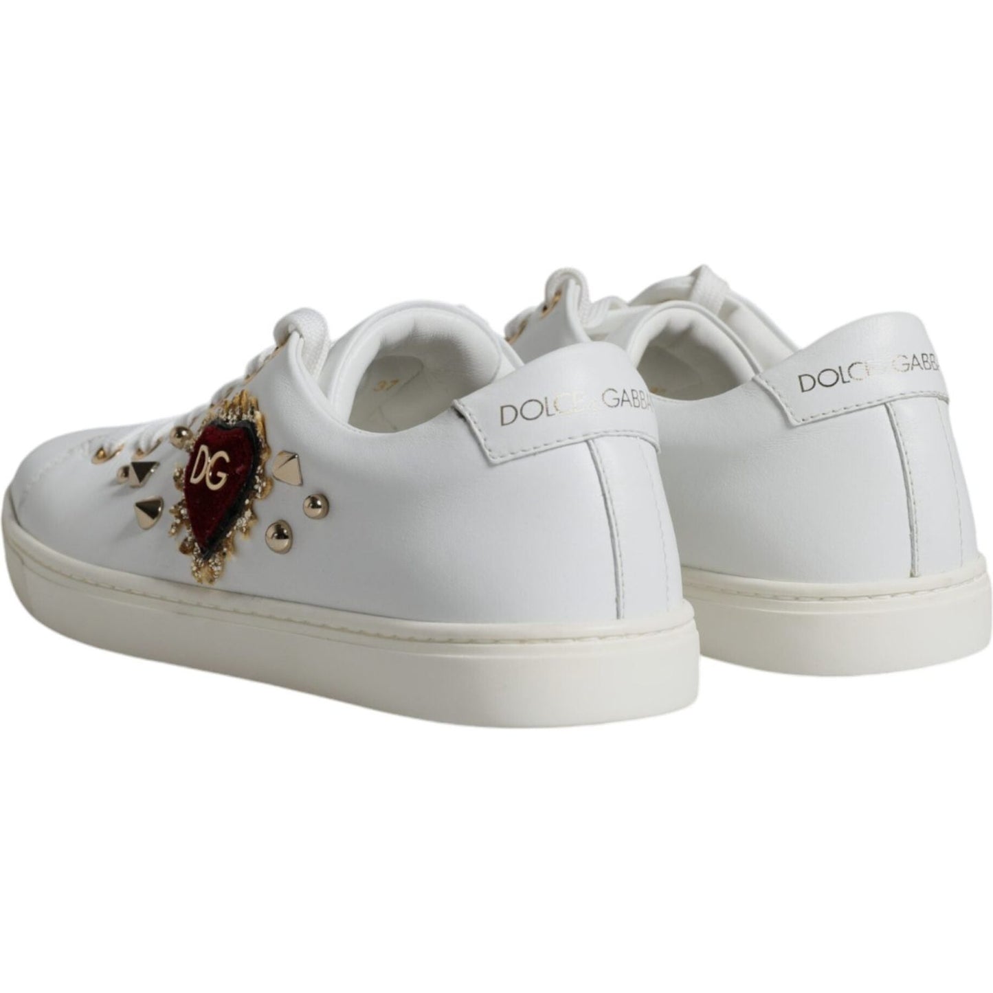 Dolce & Gabbana White Portofino Sacred Heart Sneakers Shoes Dolce & Gabbana