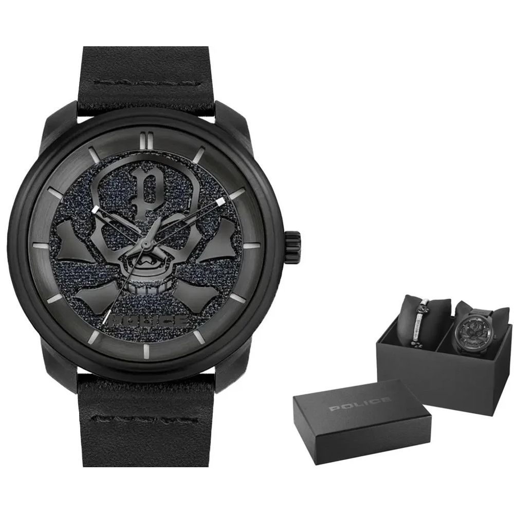 Police Black Leather Watch Police