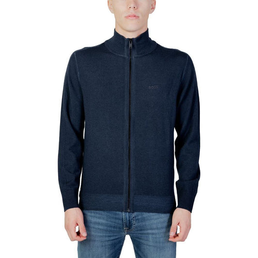 Hugo Boss Blue Wool Cardigan Hugo Boss