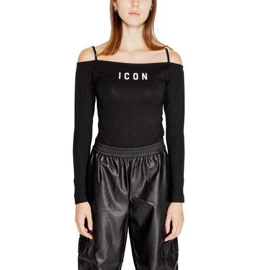 Icon Black Cotton Tops & T-Shirt Icon