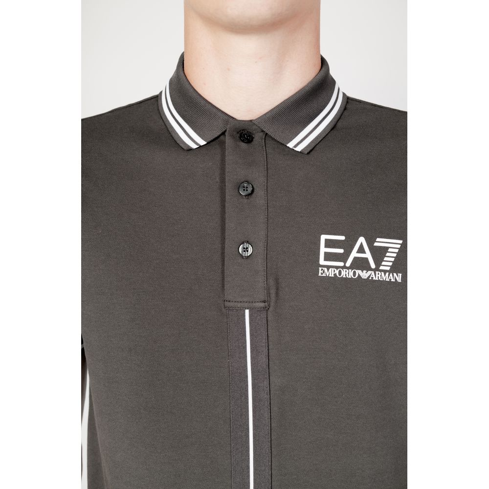 EA7 Emporio Armani Gray Cotton Polo Shirt EA7 Emporio Armani