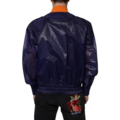 Dolce & Gabbana Blue Cotton Stretch Full Zip Bomber Jacket