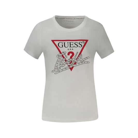 Guess Jeans White Cotton Tops & T-Shirt