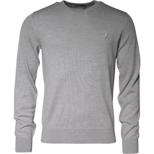 Dolce & Gabbana Light Gray Wool Crew Neck Pullover Sweater TSH86993-48