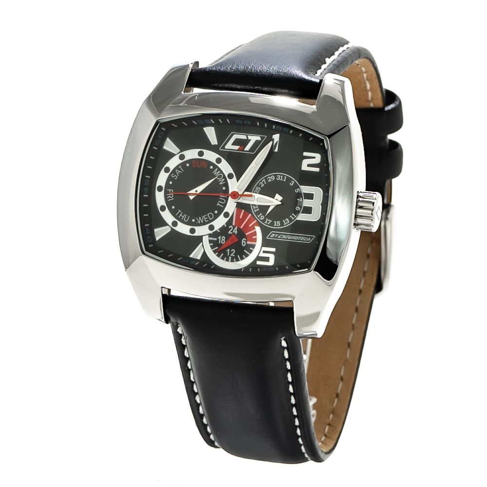 Chronotech Black Leather Dress Watch Chronotech