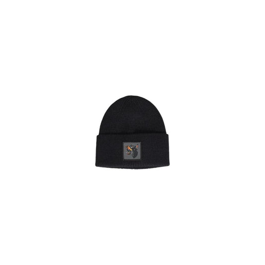 Antony Morato black wool hat, men's fall/winter collection, 50% wool, 50% polyamide, stylish cap for warmth and fashion.