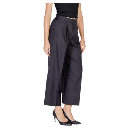 ICHI Black Polyester Casual Pants