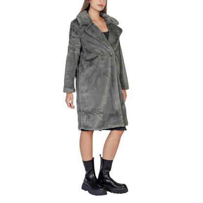 ICHI Black Polyester Coat