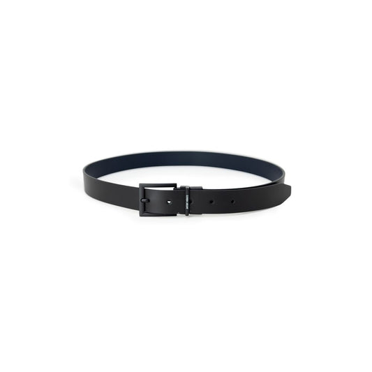 Antony Morato black leather belt for men, Autumn/Winter collection, 100% leather, 122cm height, 4cm width.