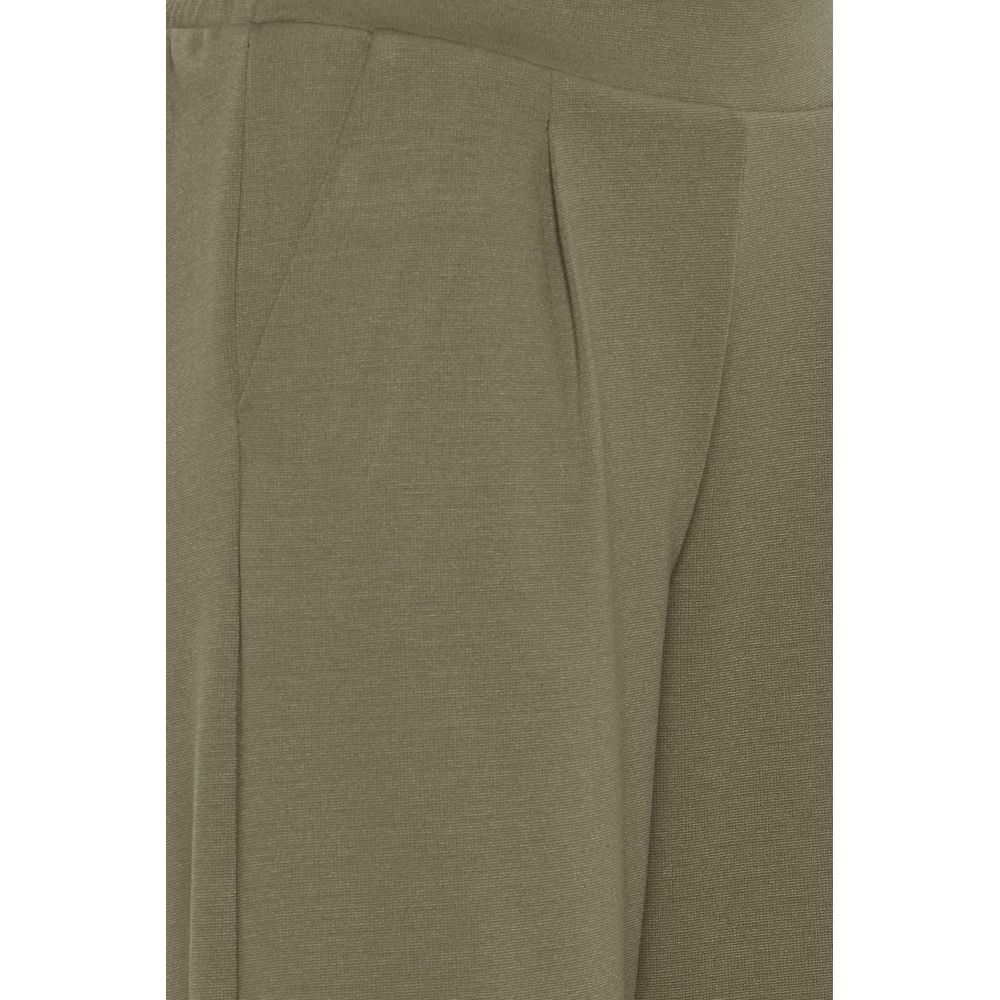 ICHI Green Recycled Polyester Flared Pants