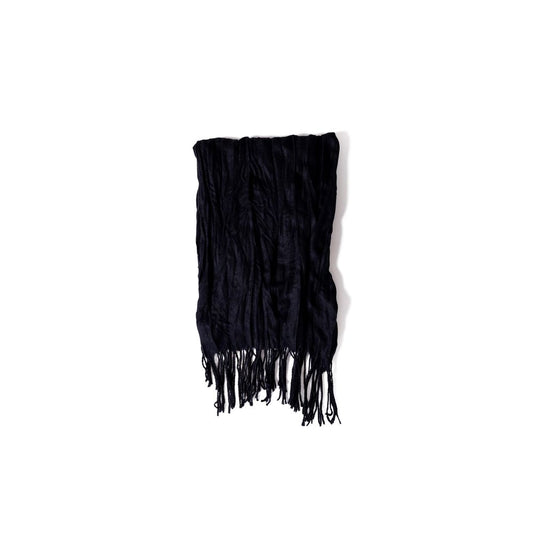 Antony Morato black polyester pashmina scarf, autumn/winter collection, 200x72 cm, elegant men's accessory with fringe detail.