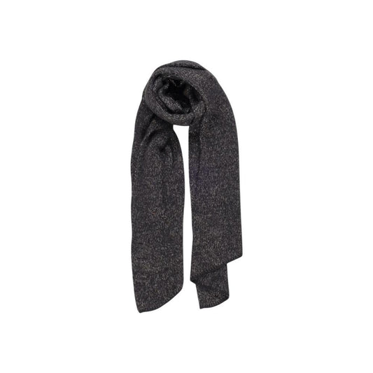 Pieces black recycled polyester scarf with soft texture and metallic fibers