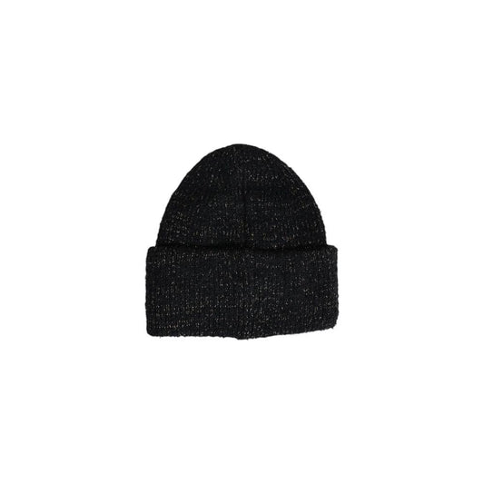 Pieces Black Recycled Polyester Hat with Metallic Fibers - Sustainable Winter Beanie