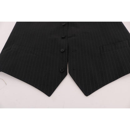 Dolce & Gabbana Gray STAFF Cotton Striped Vest