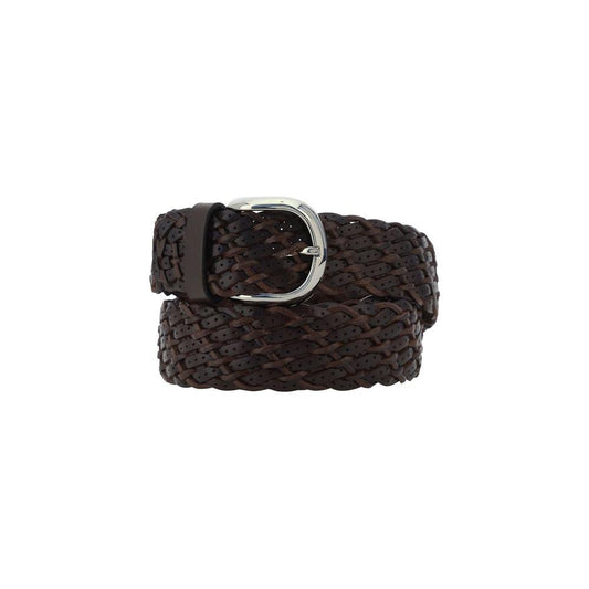 Brunello Cucinelli braided calfskin belt with metal buckle, thickness 3.5 cm, stylish accessory for men