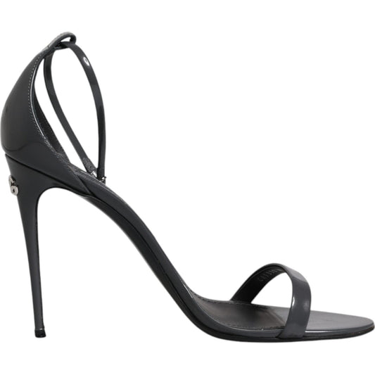 Dolce & Gabbana Grey Leather Ankle Strap Heel Sandals Shoes LA12071-41