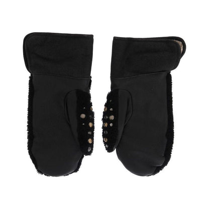 Dolce & Gabbana Black Leather Shearling Studded Gloves 1728,67345645728,9|M,Accessories,Black,Dolce & Gabbana,Gloves - Accessories,Gloves - Men - Accessories,Material: Leather,Men,Men - Accessories,New with tags,Shearling