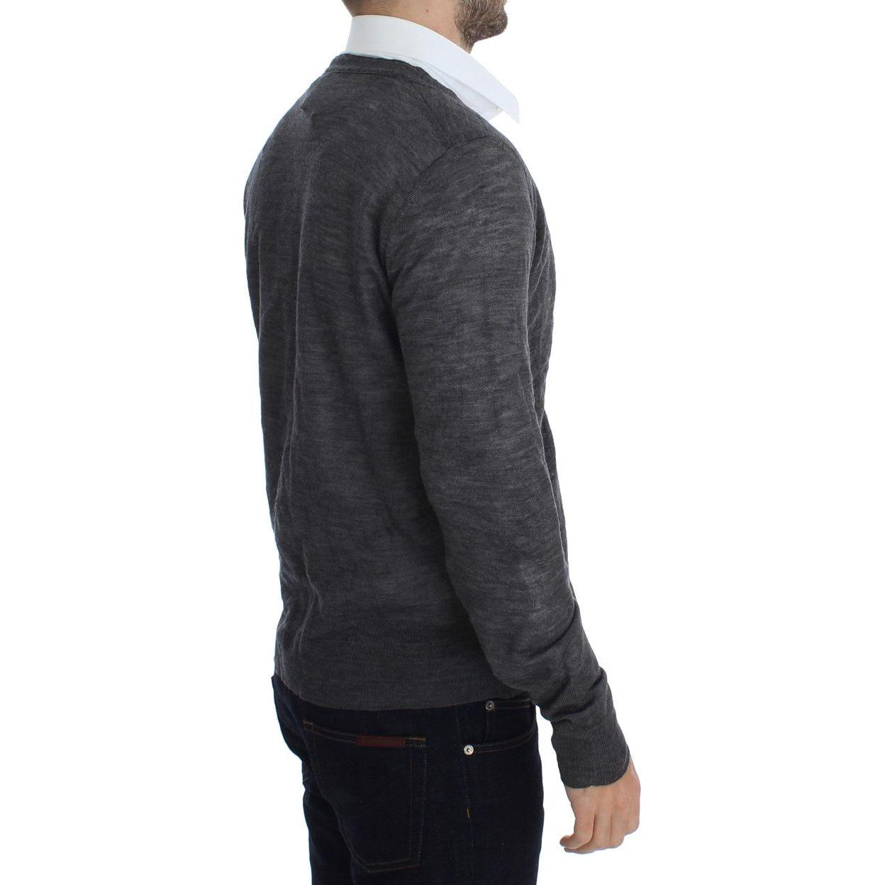 Costume National Gray Wool Button Cardigan Sweater