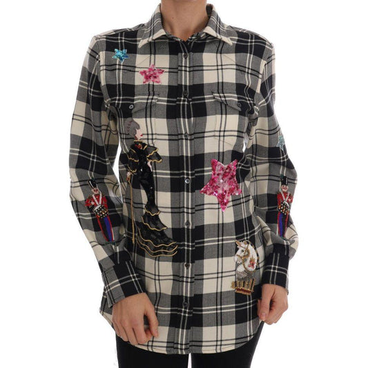 Dolce & Gabbana Black White Fairy Tale Crystal Shirt