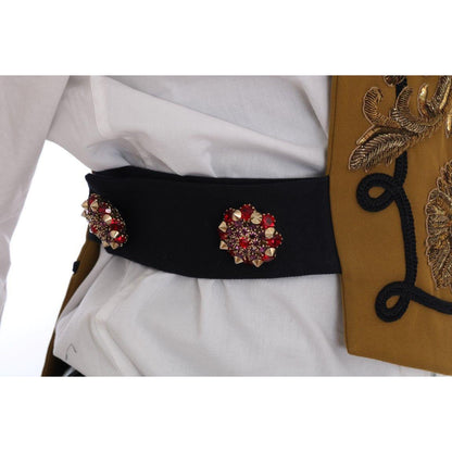 Dolce & Gabbana Yellow Crystal Cross Vest Jacket