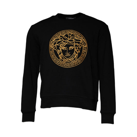 Versace Black Medusa Embroidery Crew Neck Pullover Sweater Versace