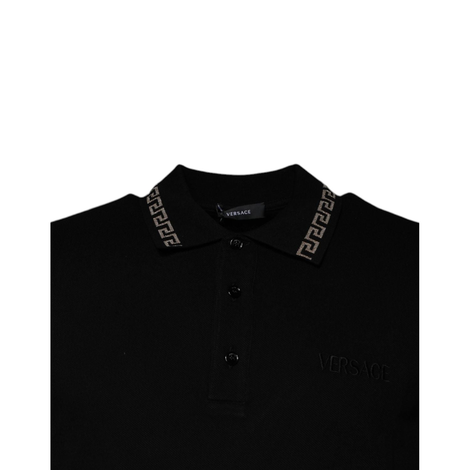 Versace Black Viscose Collared Polo Short Sleeves T-shirt