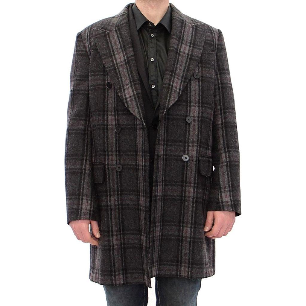 Dolce & Gabbana Gray Double Breasted Coat Jacket Dolce & Gabbana
