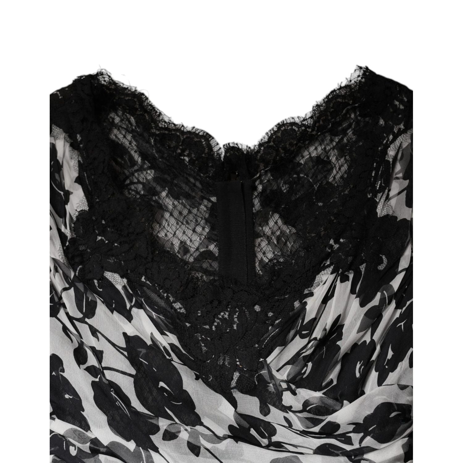 Dolce & Gabbana Black Silk Floral Lace Ricamo Ball Maxi Dress