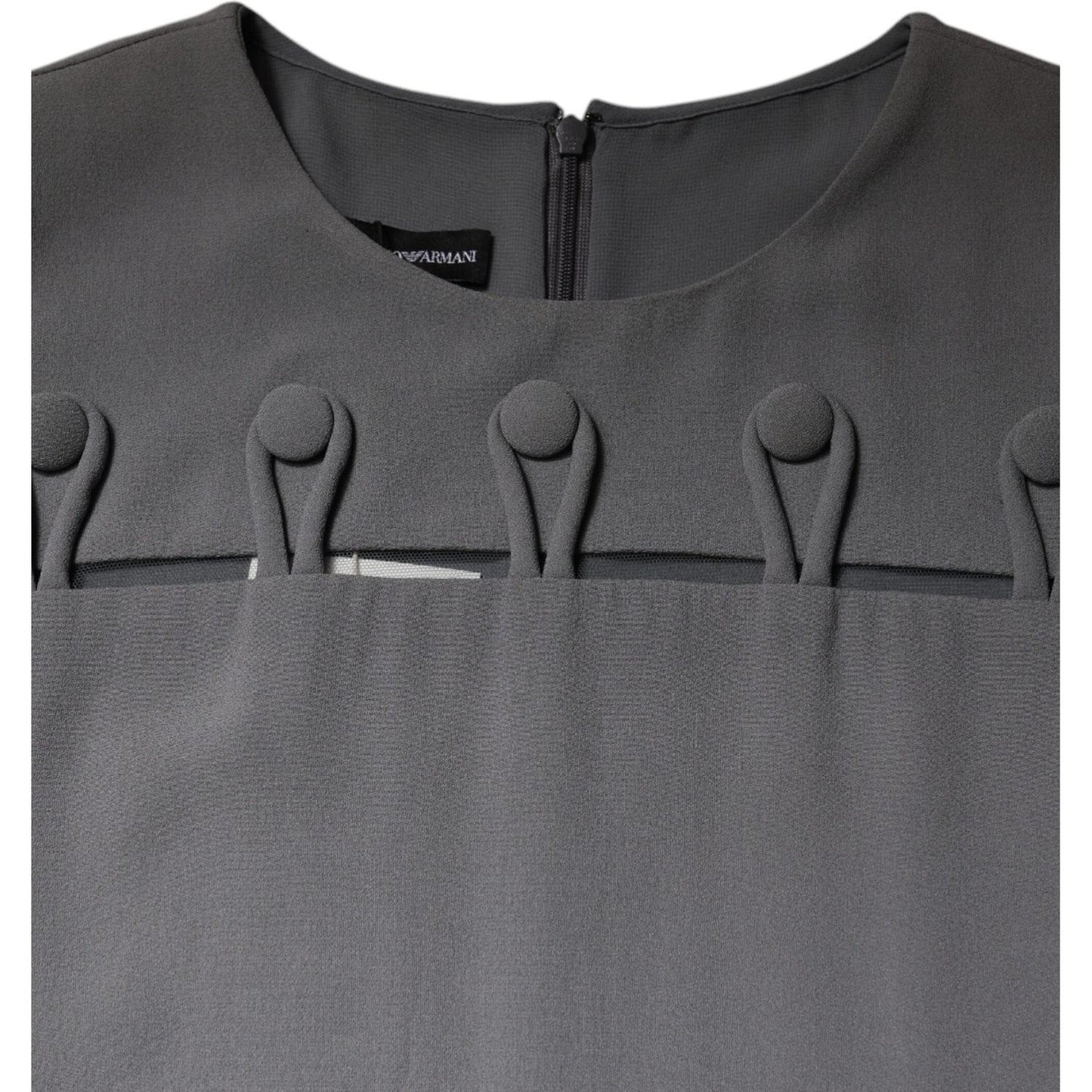 Emporio Armani Gray Round Neck Sleeveless A-line Mini Dress DR281344-40