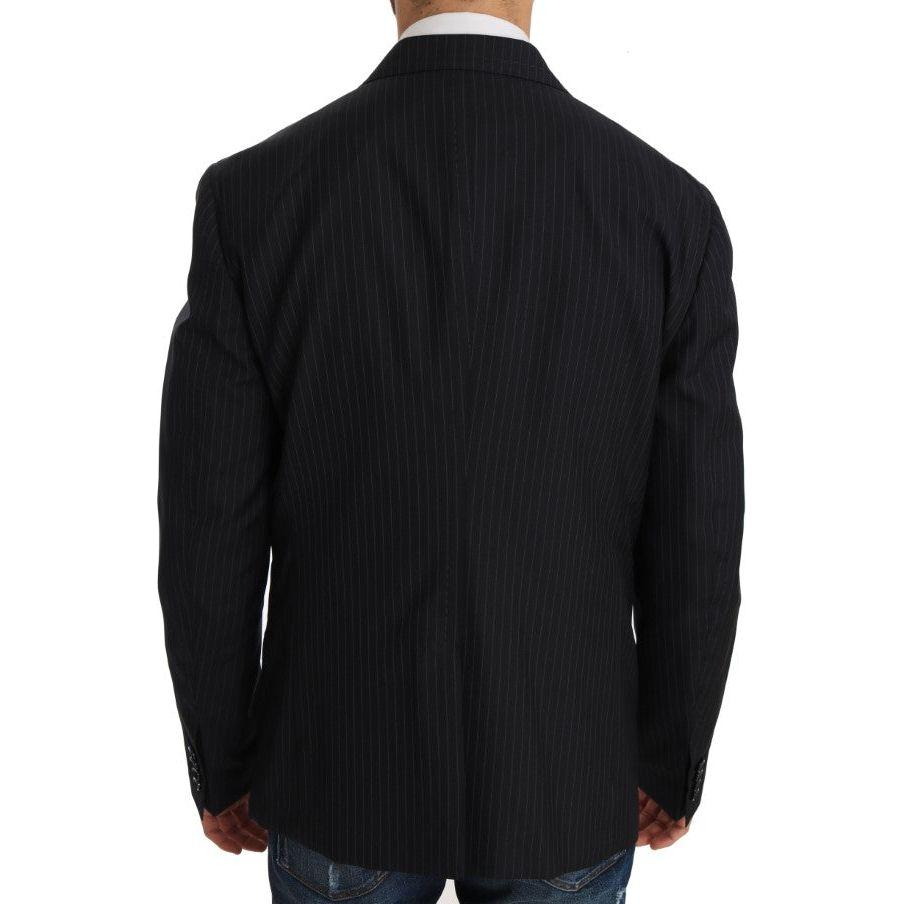 Dolce & Gabbana Gray Striped Wool Jacket Coat Slim Blazer Dolce & Gabbana