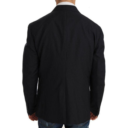 Dolce & Gabbana Gray Striped Wool Jacket Coat Slim Blazer Dolce & Gabbana