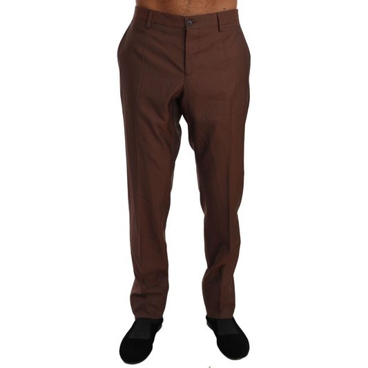 Dolce & Gabbana Elegant Brown Wool-Silk Formal Pants Dolce & Gabbana