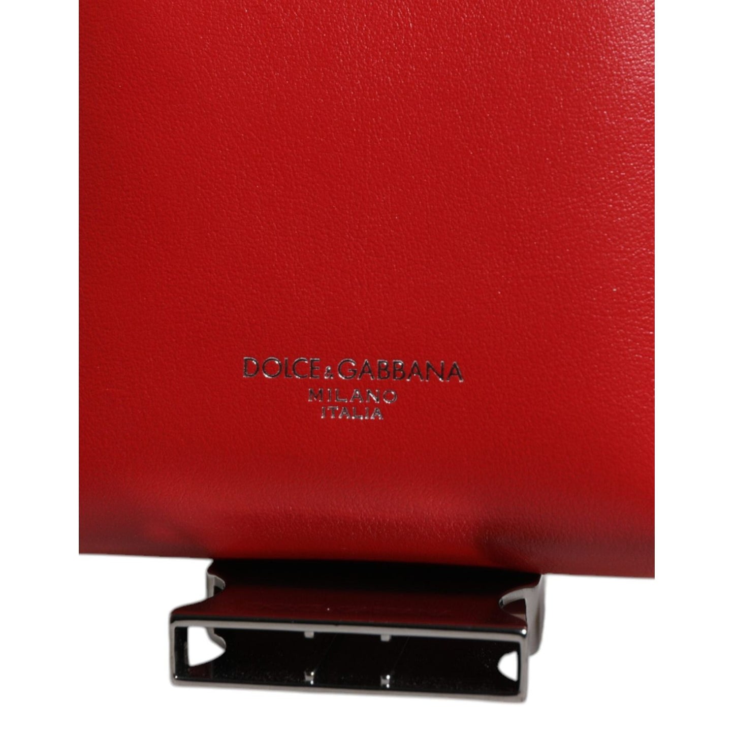 Dolce & Gabbana Red Leather Logo Zip Around Card Holder Wide Strap Wallet Dolce & Gabbana