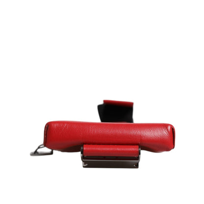 Dolce & Gabbana Red Leather Logo Zip Around Card Holder Wide Strap Wallet Dolce & Gabbana