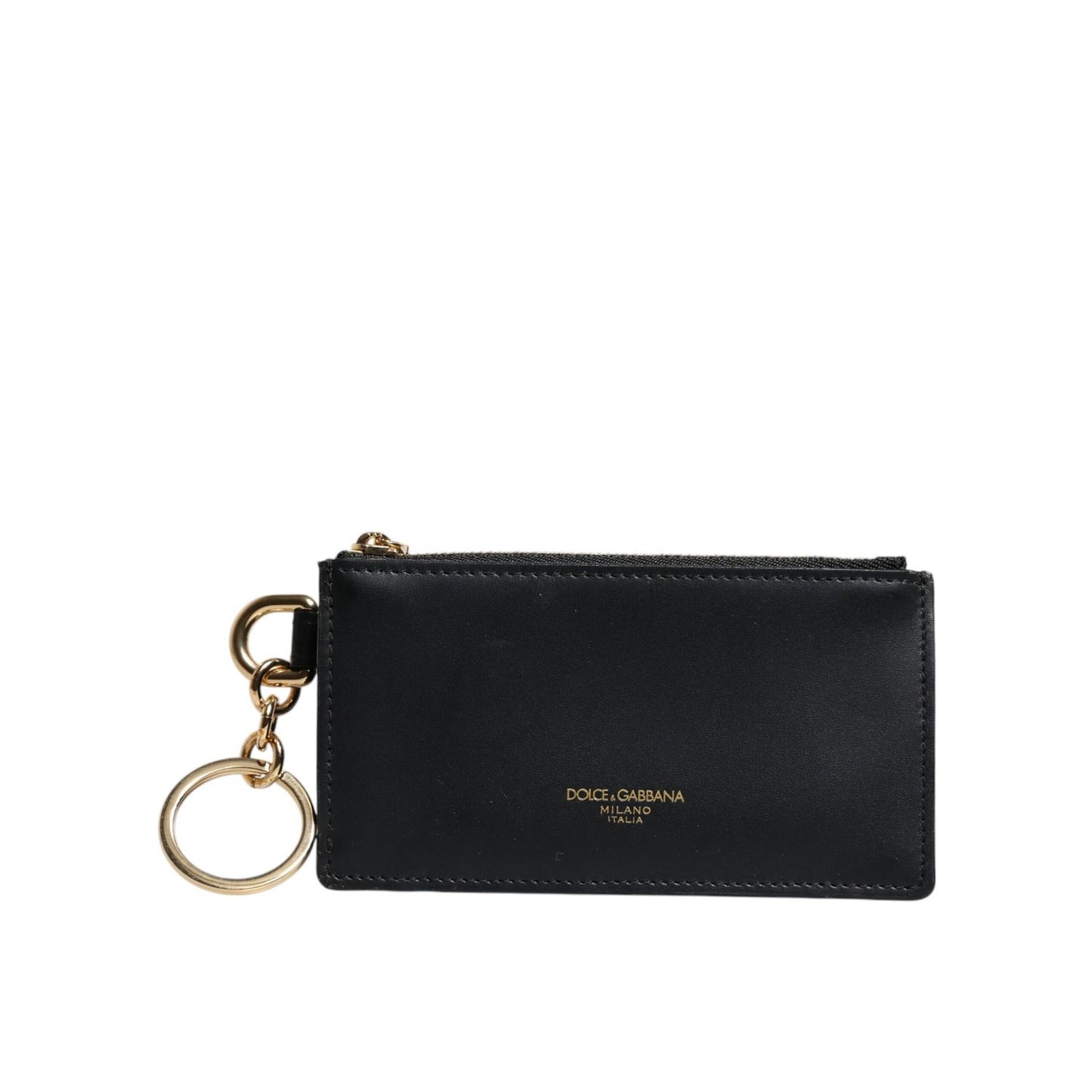 Dolce & Gabbana Black Calfskin Leather DG Logo Card Holder Wallet Dolce & Gabbana