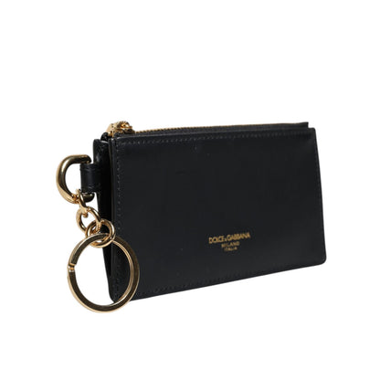 Dolce & Gabbana Black Calfskin Leather DG Logo Card Holder Wallet Dolce & Gabbana