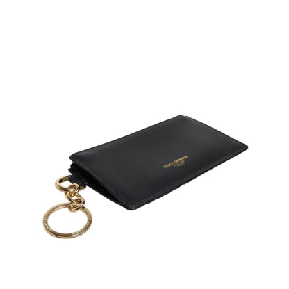 Dolce & Gabbana Black Calfskin Leather DG Logo Card Holder Wallet Dolce & Gabbana