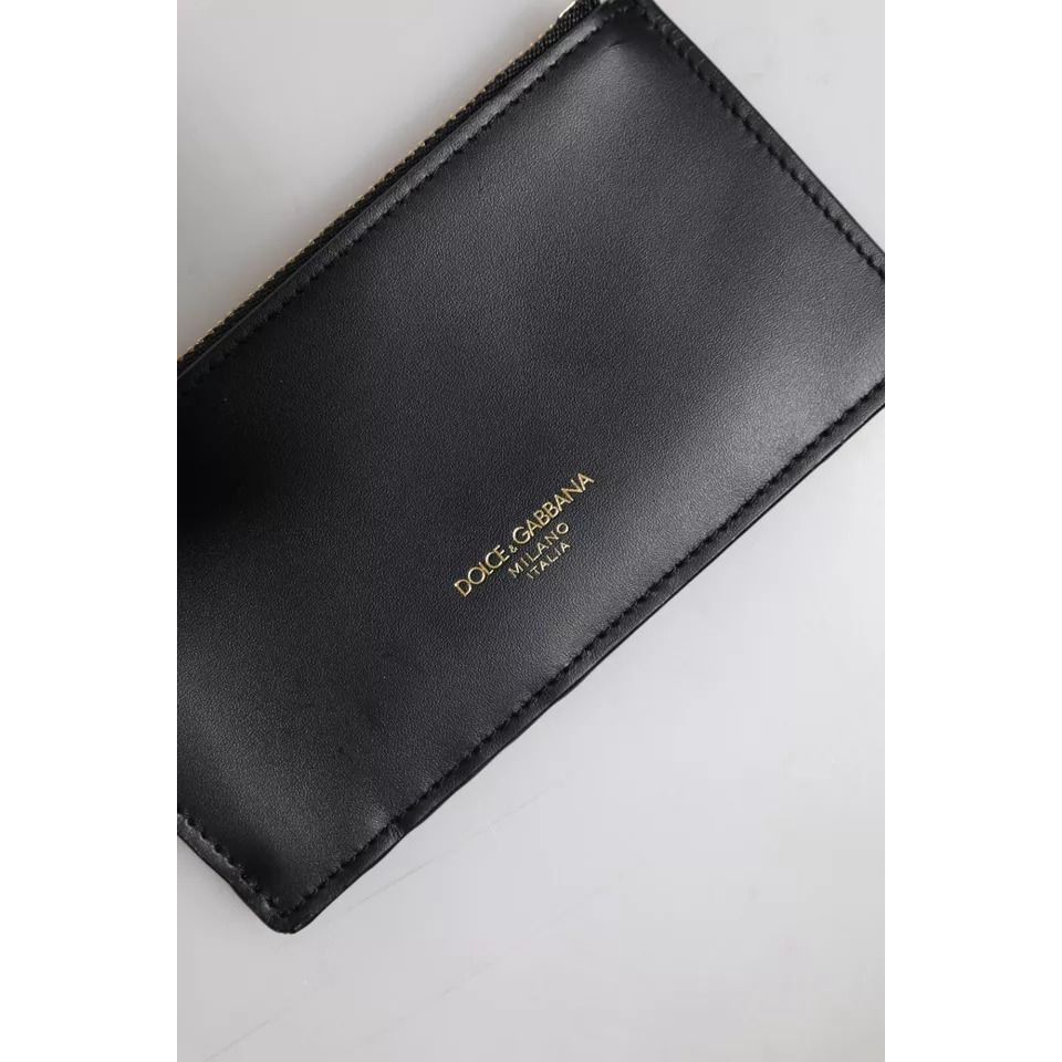 Dolce & Gabbana Black Calfskin Leather DG Logo Card Holder Wallet Dolce & Gabbana