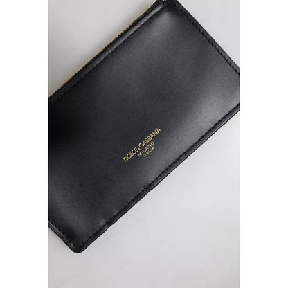 Dolce & Gabbana Black Calfskin Leather DG Logo Card Holder Wallet Dolce & Gabbana