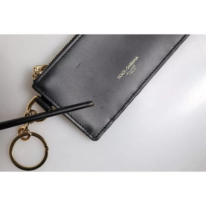 Dolce & Gabbana Black Calfskin Leather DG Logo Card Holder Wallet Dolce & Gabbana