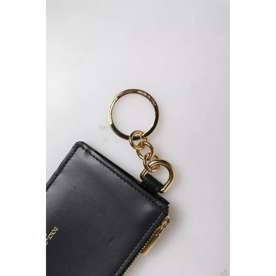 Dolce & Gabbana Black Calfskin Leather DG Logo Card Holder Wallet Dolce & Gabbana