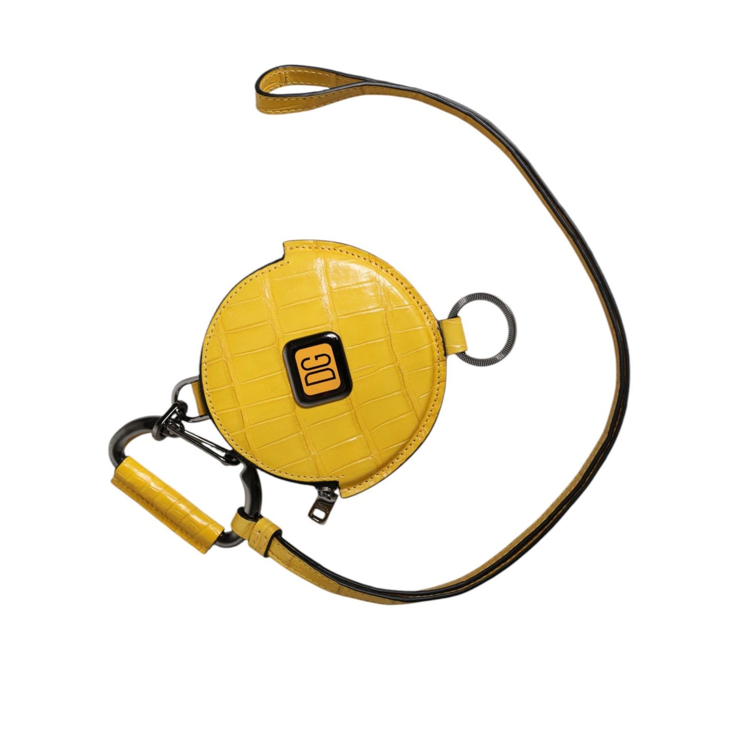 Dolce & Gabbana Yellow Round Leather DG Logo Coin Purse Lanyard Wallet Dolce & Gabbana