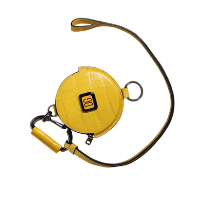 Dolce & Gabbana Yellow Round Leather DG Logo Coin Purse Lanyard Wallet Dolce & Gabbana