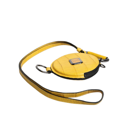 Dolce & Gabbana Yellow Round Leather DG Logo Coin Purse Lanyard Wallet Dolce & Gabbana