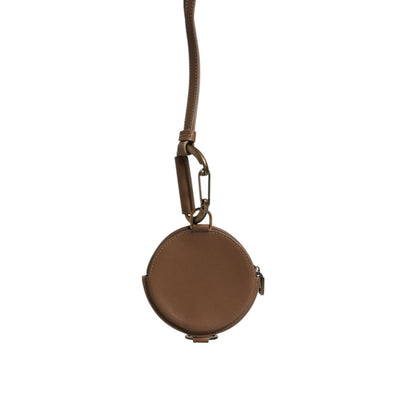 Dolce & Gabbana Brown Round Leather DG Logo Coin Purse Lanyard Wallet Dolce & Gabbana