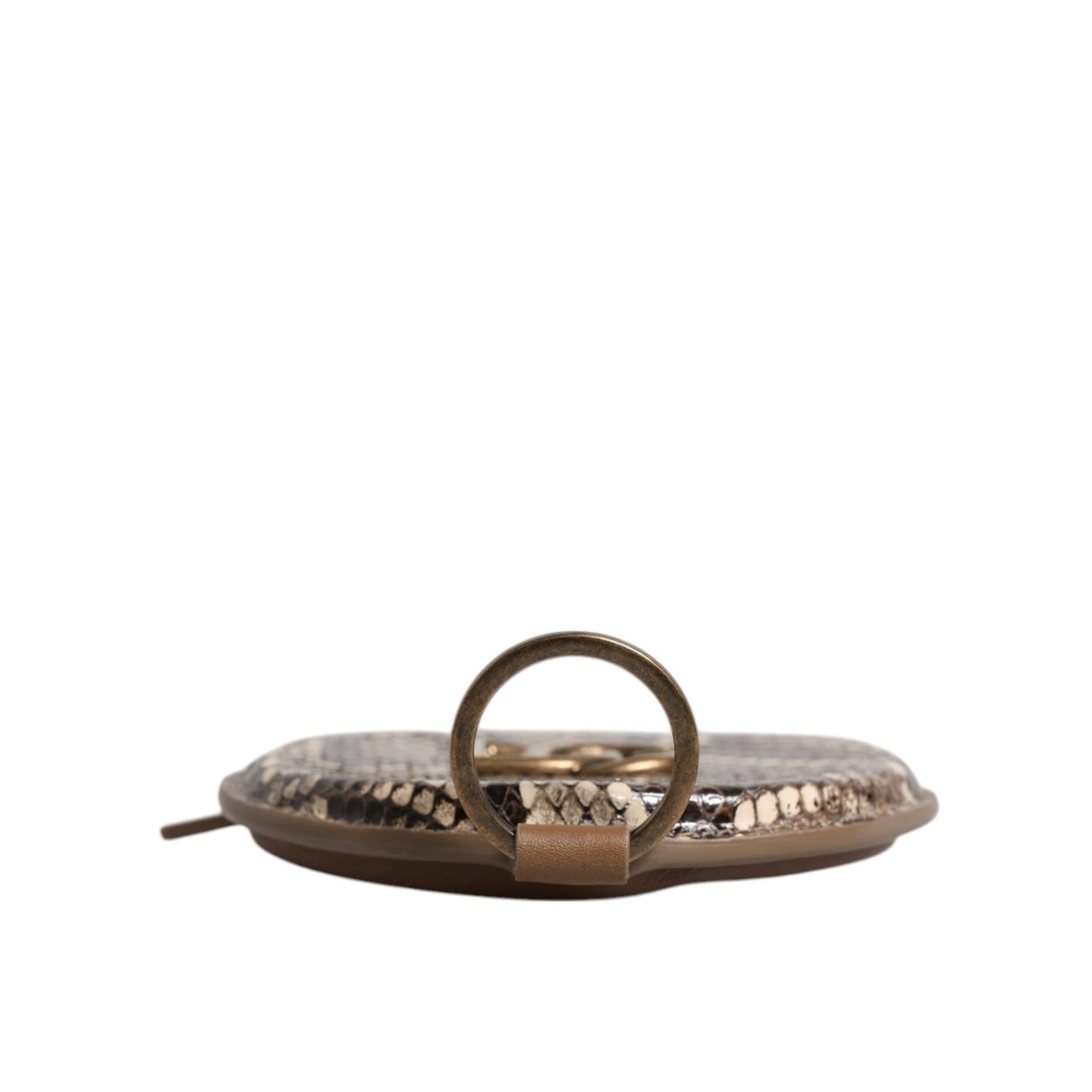 Dolce & Gabbana Brown Round Leather DG Logo Coin Purse Lanyard Wallet Dolce & Gabbana